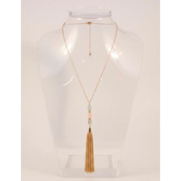 Anthropologie Jewelry - Anthropologie Women's Pastel Cotton Candy Gemstone Tassel long Necklace NWOT 78